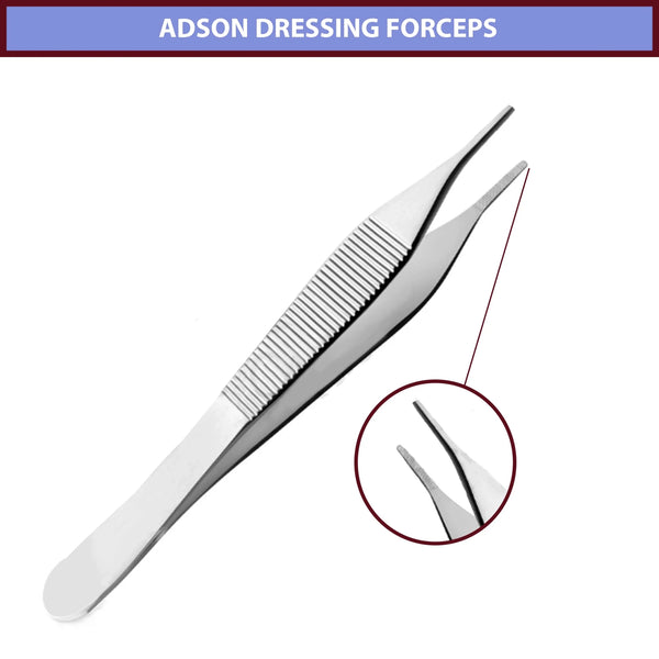 Adson Dressing Forceps 12cm Serrated and Fine Tip - Ameri Surgical Instruments Inc.