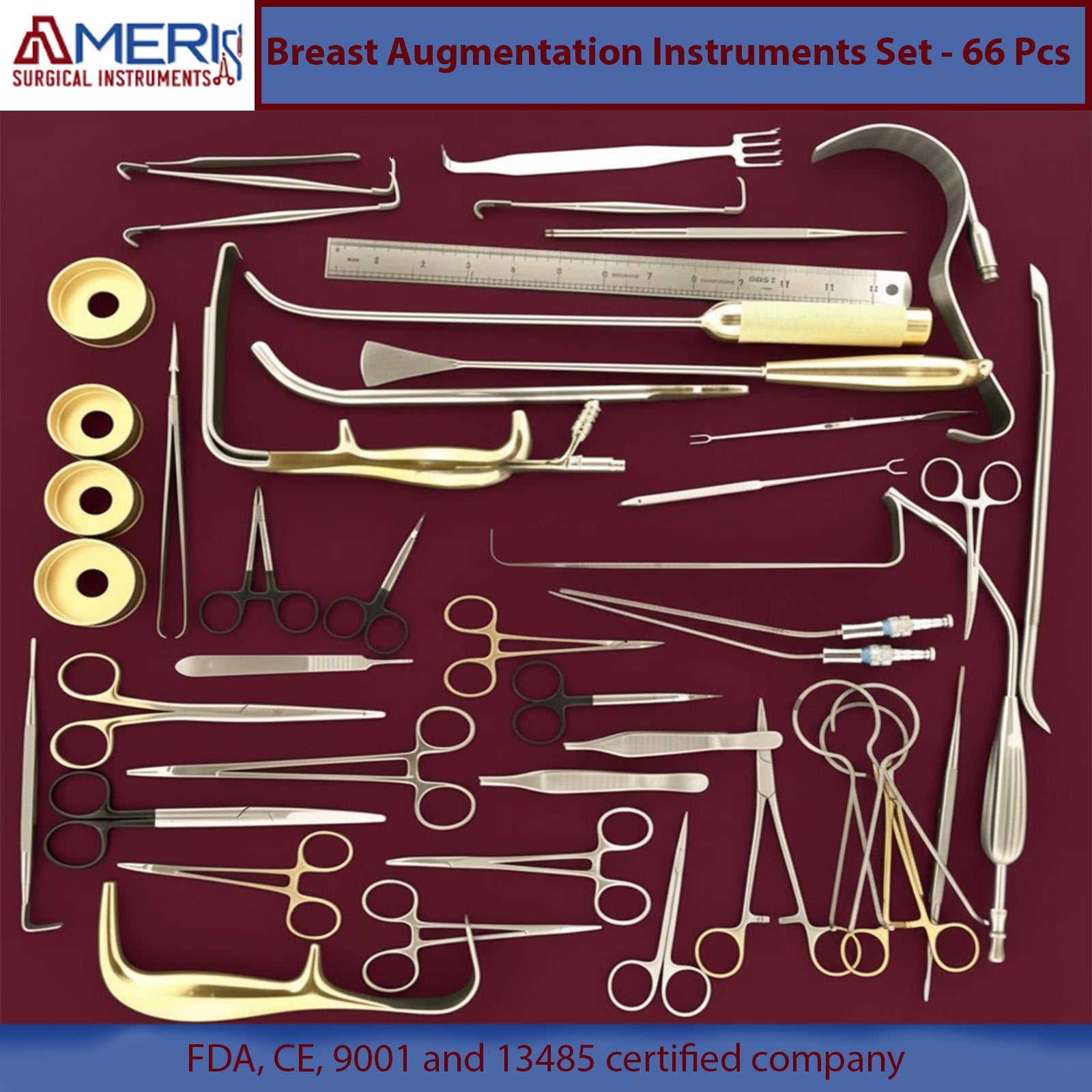 Breast Augmentation Surgical Instruments Set 66 pcs stainless steel